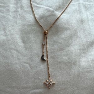 SOLD Swarovski Adjustable Rose gold-tone plated Star and Moon Necklace